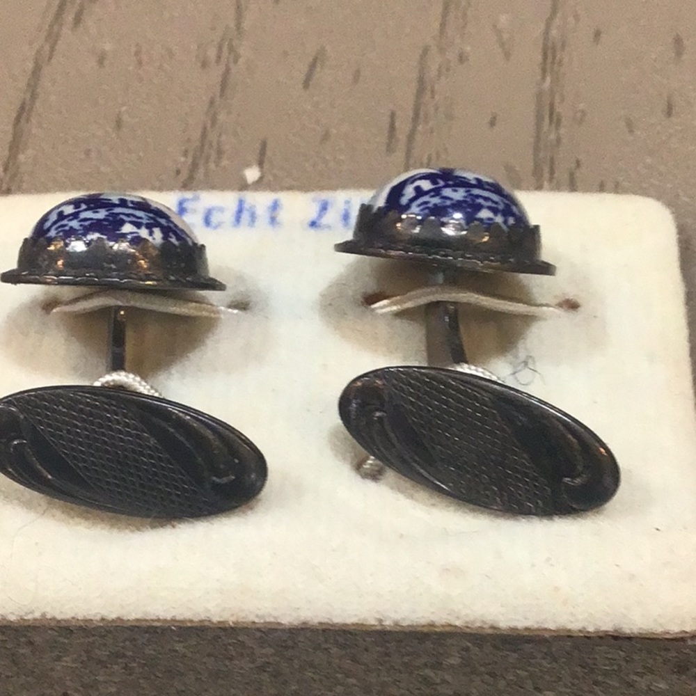 Vintage Delft Blue Dutch Windmill Cufflinks - Picture 2 of 5